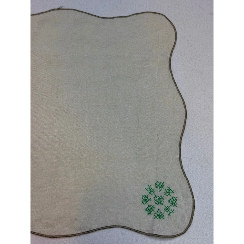 Vintage‎ Hand Embroidered Linen Set Floral Cross Stitch Crochet Lace 3 Piece Lot